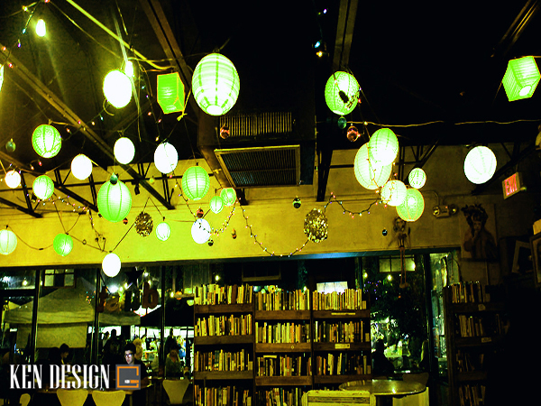trang trí quán cafe bằng đèn